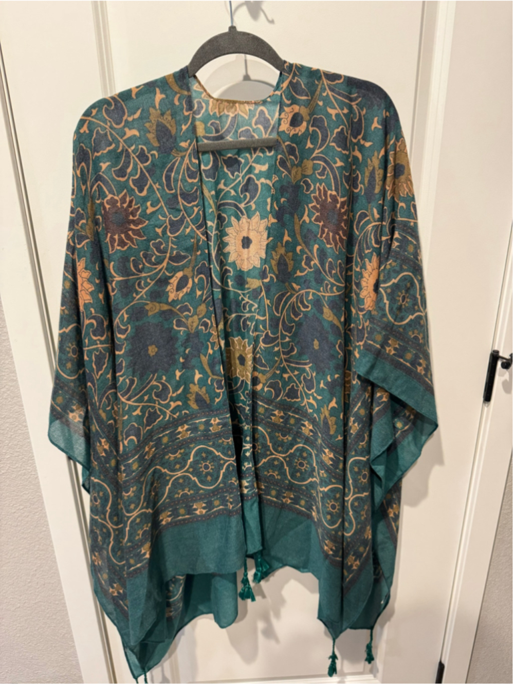 Women's Unbranded Floral Print Kimono One Size Green Gold